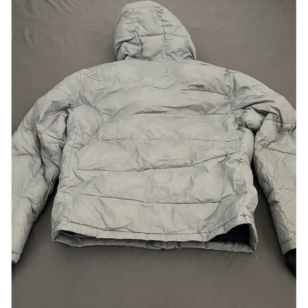 Spyder Puffer Hooded Jacket Boys Large 14/16 Gray Thermaweb Nylon‎ Thumb Holes - Picture 14 of 16